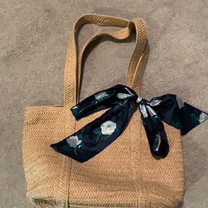 Draper James straw bag with floral scarf